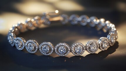 Wall Mural - Diamond Bracelet with Round Stones and Halo Settings