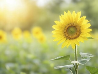 Sticker - A radiant sunflower field basking in the sun's glow, symbolizing loving peace and vibrant energies