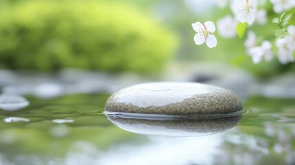 Wall Mural - Calm Reflection in a Tranquil Garden with Blossoms and Gentle Breezes