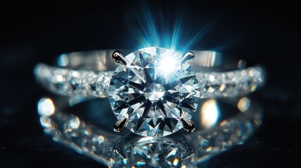 Wall Mural - Sparkling Diamond Ring in Close-Up