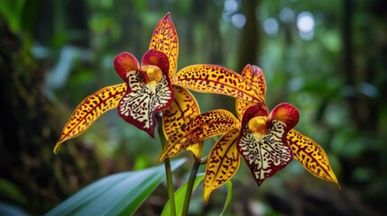 Canvas Print - Exotic Orchid Blooms in Tropical Rainforest