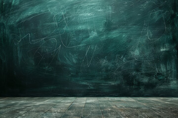 Wall Mural - A green chalkboard with a lot of writing on it