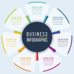 Wall Mural - Business Infographic design 7 steps, objects, elements or options infographic business circle template