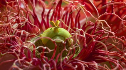 Sticker - Close-up of a flower's intricate stamen, showcasing vibrant colors and delicate details.