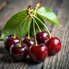 cherries on a wooden background