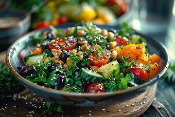 Wall Mural - Delicious and Healthy Salad with Fresh Ingredients