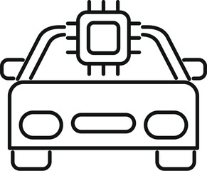 Sticker - Minimalist illustration representing a smart car system embedding artificial intelligence technology