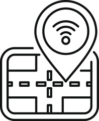 Sticker - Wifi location pin is marking a public network availability on a map