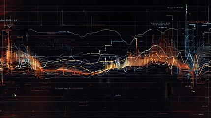 Wall Mural - A detailed line graph showing the trend of stock prices over the past year, with annotations highlighting key events.