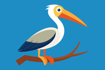 Wall Mural - Cute bird pelican on the branch vector art illustration