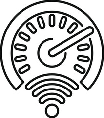 Sticker - Minimalist vector illustration of a speedometer showing wifi signal strength, ideal for internet speed test concepts