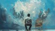 © Bijac - pensive artist imagines impending masterpiece creative mind at work in solitude concept illustration
