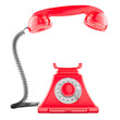 © alexlmx - Red vintage phone with lifted handset receiver. 3D rendering isolated on transparent background