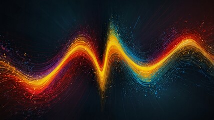 Wall Mural - An abstract depiction of light and color swirling and sparkling across a dark background