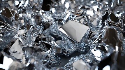 the element silver ag. The element Silver (Ag)Shiny, metallic element. A close-up view of crumpled metallic foil creating a visually striking abstrac