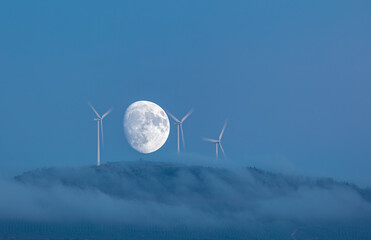 Wall Mural - Playing with the moon and multiple exposure for ideal locations!