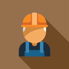 Poster - Generic construction worker wearing a hard hat and overalls in this flat design icon illustration