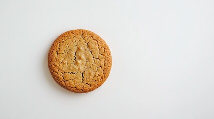 Poster -   A cookie with a bite taken out sitting atop a white table next to the wall