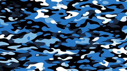 Poster - blue vector camouflage background, classic military navy pattern