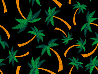 Wall Mural - palm trees seamless pattern. summer background with tropical palm trees with green foliage. design f