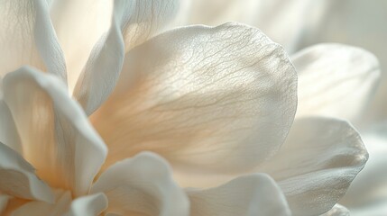 Sticker -   A close-up of a white flower with a sharp focus on the center of the bloom and the edges of the petals