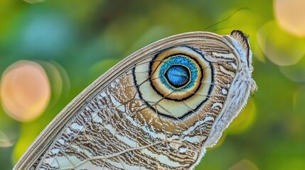 Poster -    a butterfly's wing with out-of-focus tree and grass background