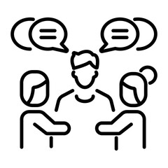 Poster - A line style icon of group discussion 