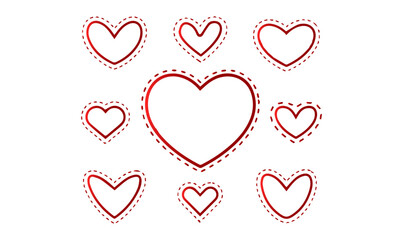 Sticker - Hearts Shapes Icons Vector Illustration Design 
Editable Resizable style woodcut etching engraving design drawing concept, linear hearts lettering for
card vector illustration