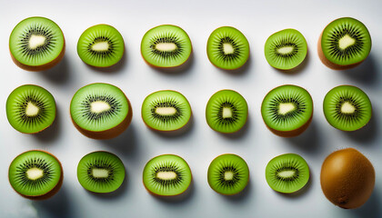 Kiwi fruit pattern from flat view isolated on white background