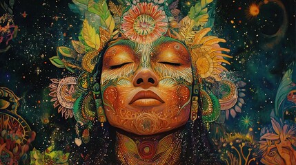 Wall Mural - Ayahuasca compilation. Shamanic meditation