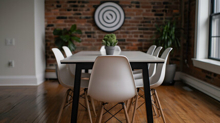 Wall Mural - Table And Chairs Room With Brick Wall