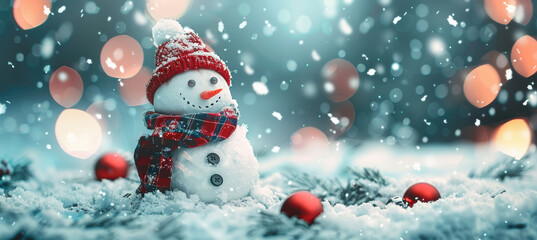 Charming Snowman in Snowfall