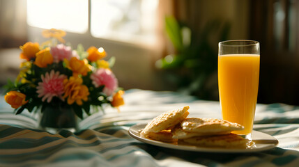 Poster - Tray Food Bed With Glass Orange Jui