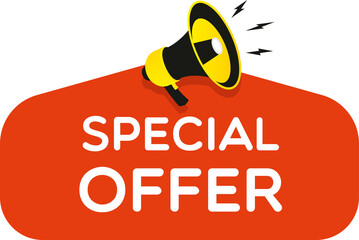 Special offer badge with megaphone for promo