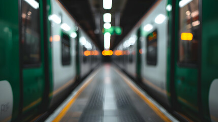 Poster - Train Station With Two Trains Parked Inside