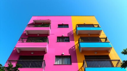 Sticker - Tall Building With Balconies And Balconies Paint