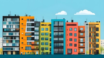 Colorful Apartment Buildings Illustration