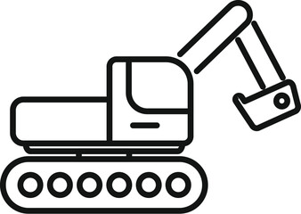 Sticker - Minimalistic line drawing representing an excavator at work