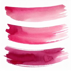 Set of watercolor pink brush stroke and stain. Hand drawn abstract brush stains isolated on white background, design elements.