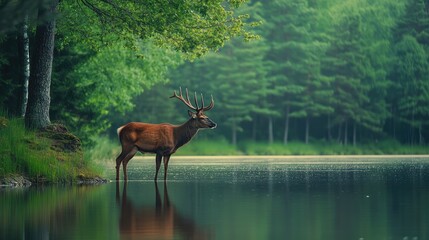 Wall Mural - deer in the woods