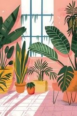 Wall Mural - Colorful Plants In A Sunlit Room