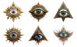 © humble - Collection of mystical eyes with decorative elements isolated on transparent background