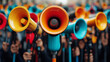 © Anastasia - Public Voice: A crowd of people with microphones and megaphones symbolizing the voice of the public.
