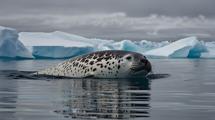 Wall Mural - a full body shot of leopard seal