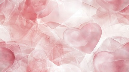 Canvas Print -   Pink hearts on pink-white background with heart pattern on left