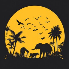 World animal day 4th October, Wildlife Day, Flat Vector Illustration, wildlife welfare day, World Wildlife Day, Wild animals silhouette, love animals banner, poster, social media post, generative ai