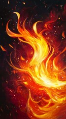 Poster - Abstract fire background with flames rising upward, evoking feelings of warmth, danger, and energy, suitable for design projects related to heat, passion, or power