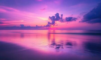 Sticker - Soft purple and pink sunset, distant horizon blending with the colorful sky