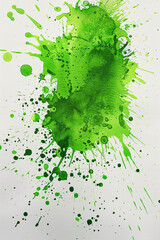 Sticker - green Watercolor splashes on the white. Watercolor background.