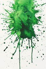 Wall Mural - green Watercolor splashes on the white. Watercolor background.